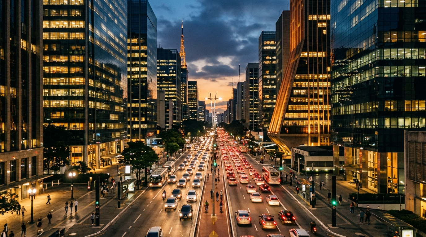 Avenida Paulista financial district in Sao Paulo Brazil