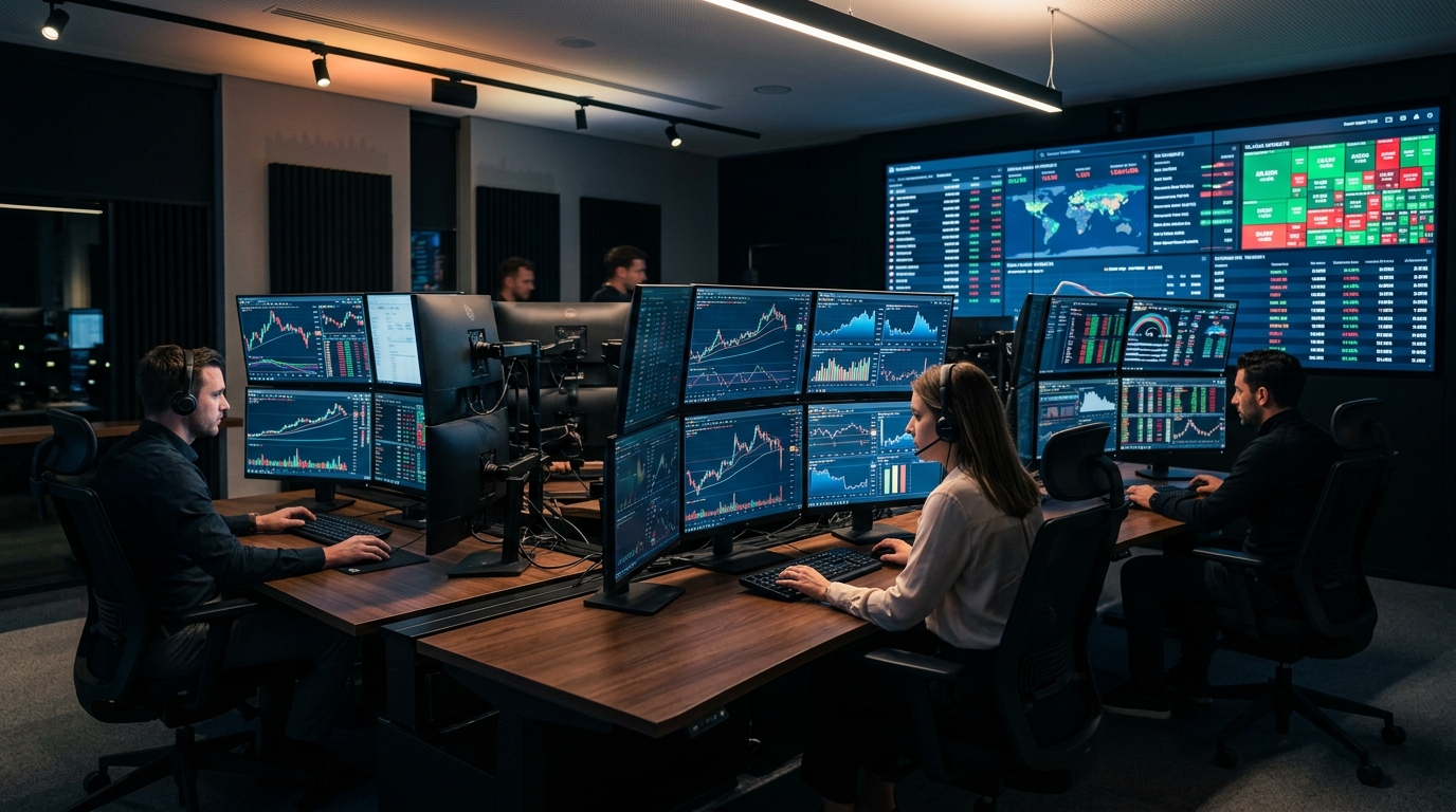 Brokerage analytics command center showing global multi-jurisdiction telemetry
